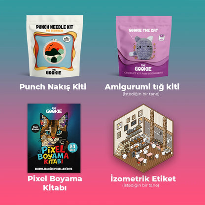Hepsi Bir Arada Hobi Paketi, Amigurumi Örgü Seti, Punch Nakış Kiti, Sticker Ve Pixel Boyama Kitabı