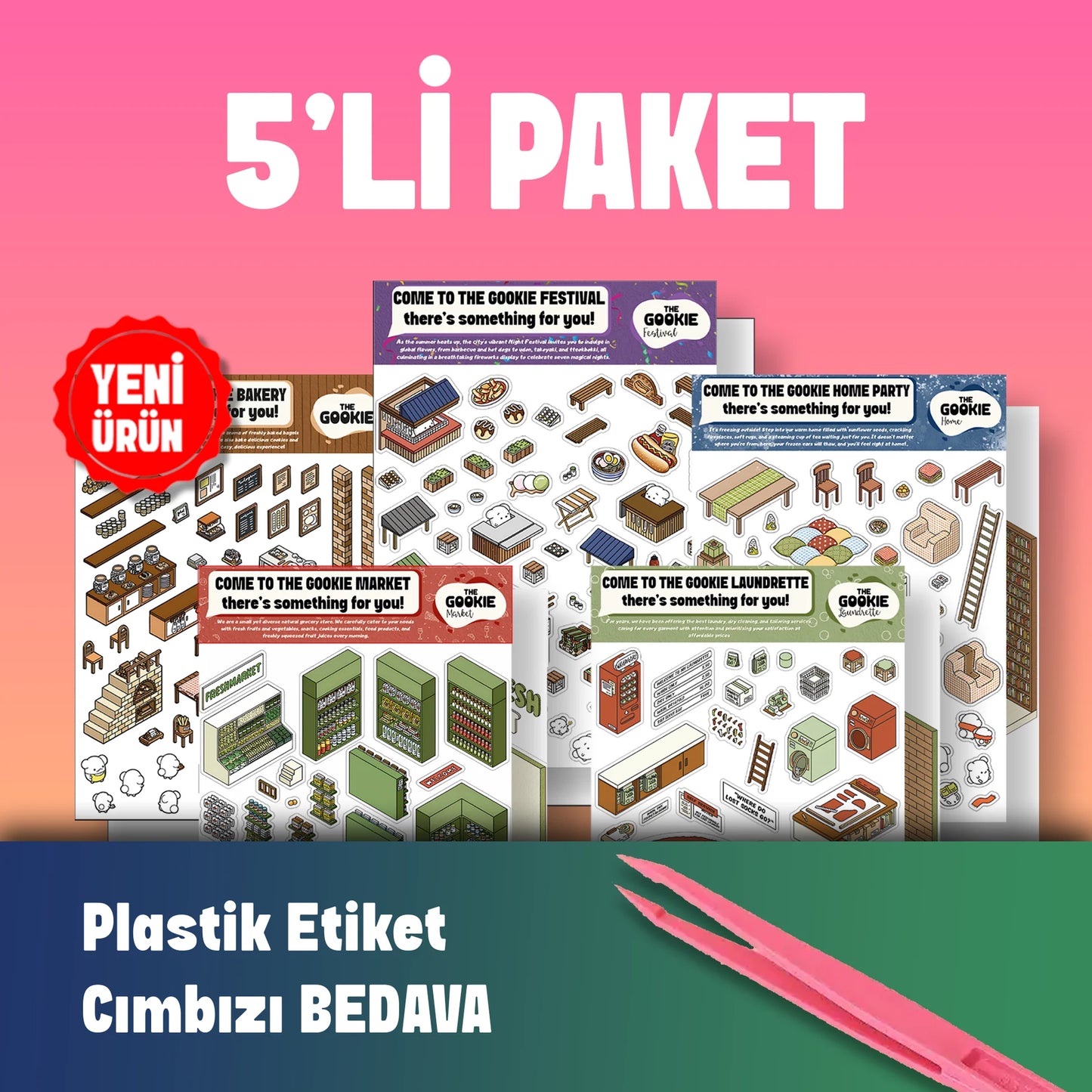 5'li Paket İzometrik Sticker