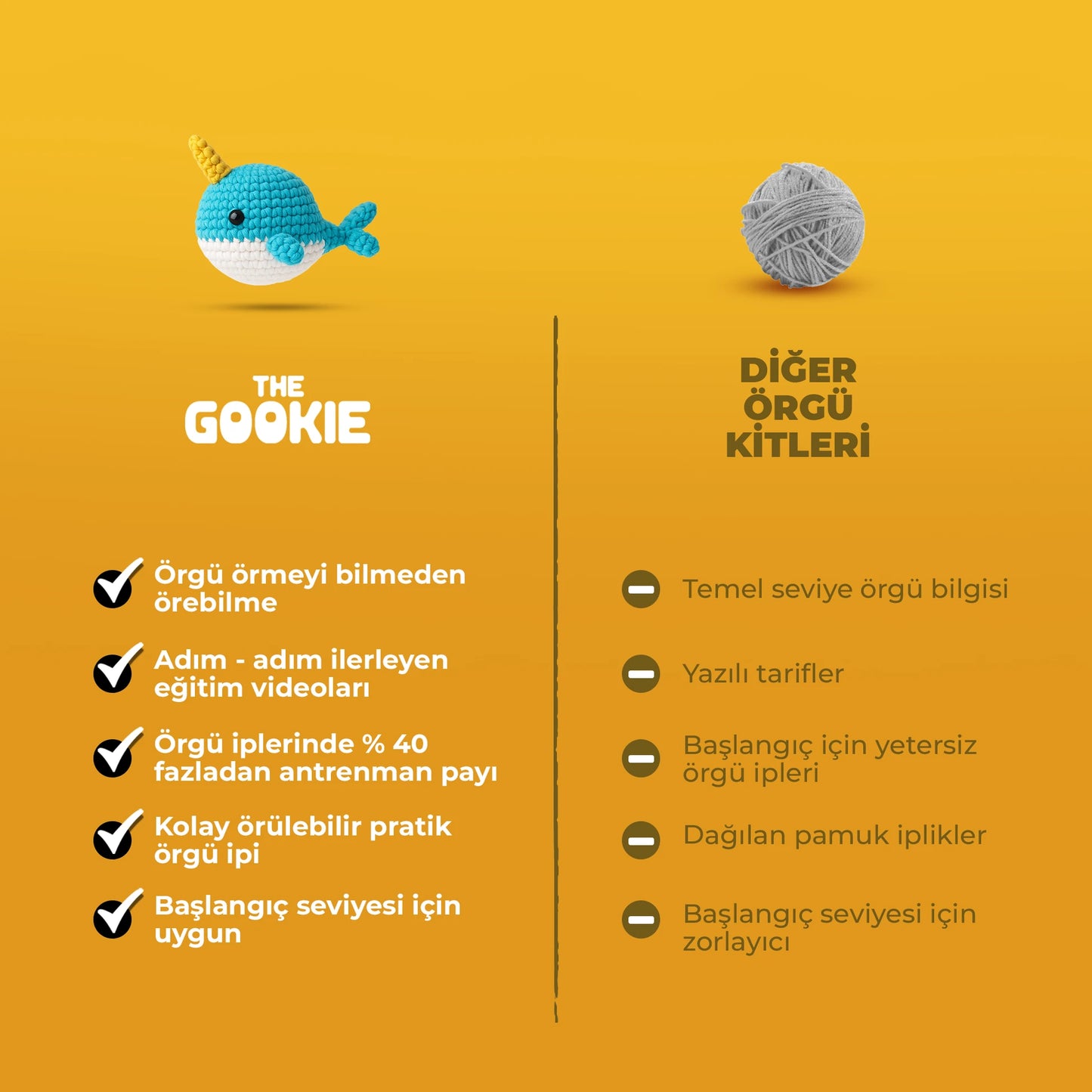 Kalp Tığ Kiti - Pratik Örgü İpi