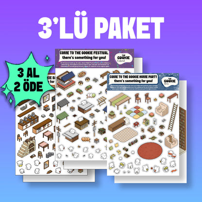 3'lü Paket İzometrik Sticker