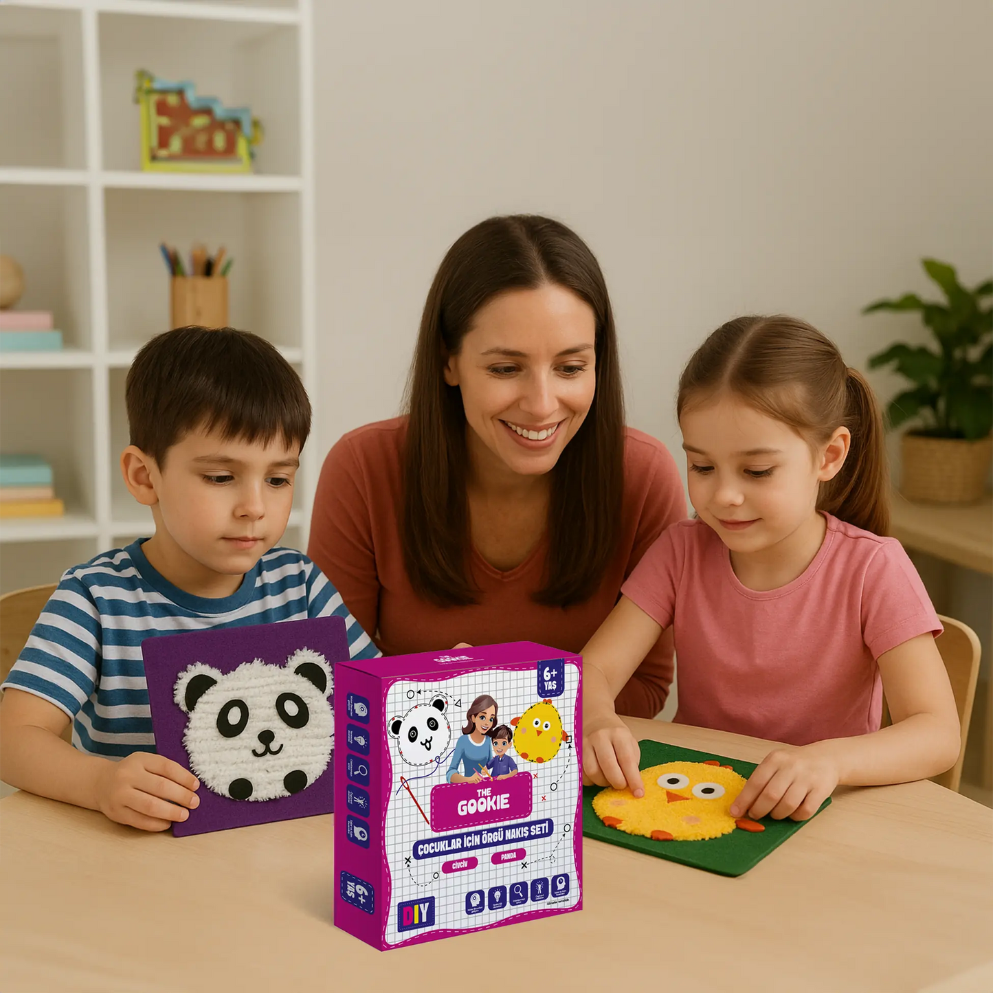 Çocuklar Için Panda Civciv Keçe Örgü Seti