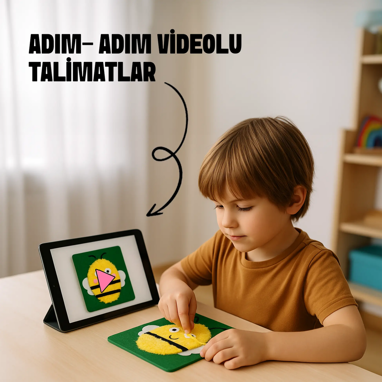 Çocuklar Için Arı Ve Ayı Keçe Örgü Seti