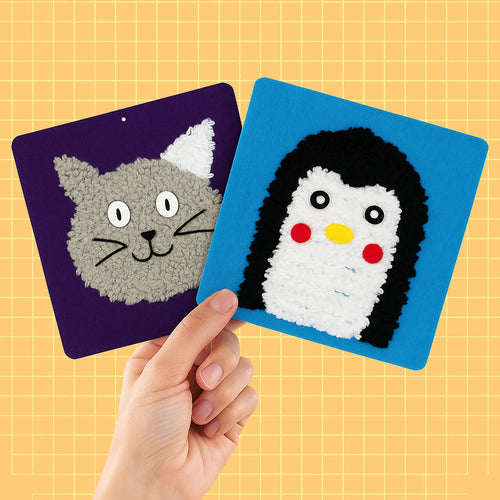 Çocuklar Için Kedi Penguen Keçe Örgü Seti