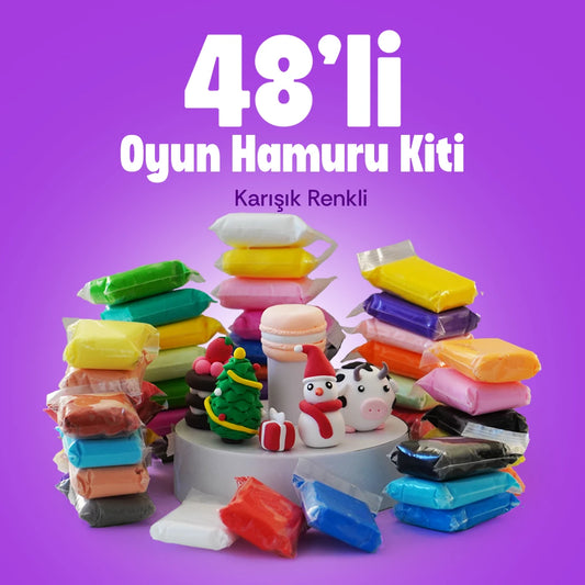 48'li Karışık Renkli Zıplayan Oyun Hamuru Kiti